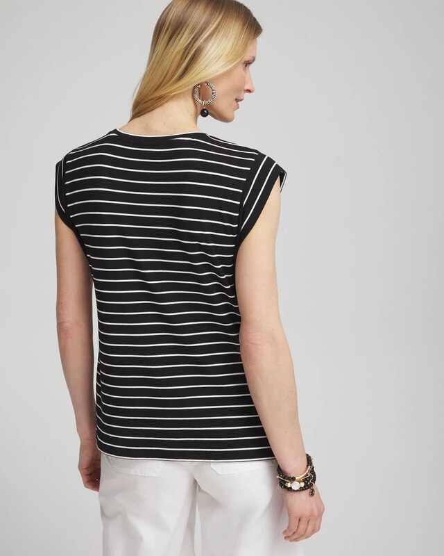 Stripe Cap Sleeve Tee - image 3